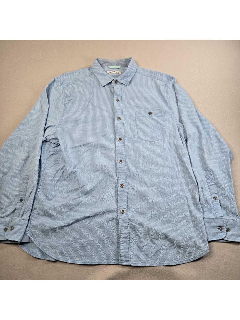 Tommy Bahama Shirt Mens Large Blue Nova Wave Performance Seersucker Casual